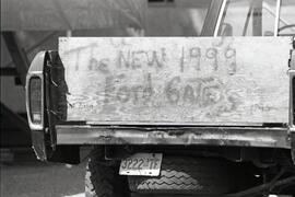 Ford truck with a "tailgate" made out of wood