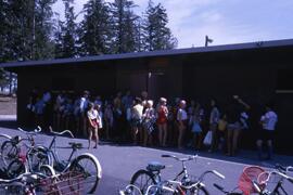 People waiting for shift to change at Blue Mountain Pool
