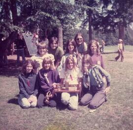 Doris Champagne with her baseball team - Tournament Champs - 1975