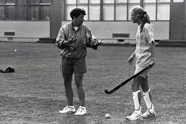 Tridsh Sloan girl's field hockey coach in action. Regan Ave