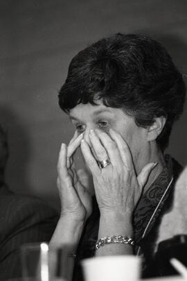The three faces of Ann, Ann Hulbert displays range of emotions at Port Moody all-candidates meeting at Old Orchard Hall