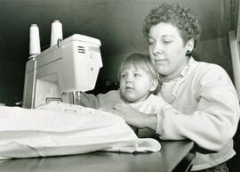 Melody Gandey, Krystina 2 yrs, sews reusable diapers