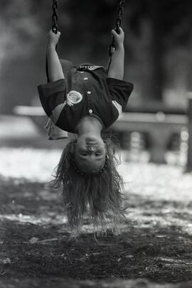 Mundy Park, Samantha Sarunic on swing upside down