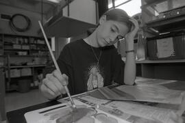 Students working on their art projects at Port Moody Senior Secondary