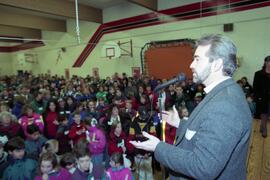 Parents hold candlelight vigil to protest slow progress on reconstruction of Roy Stibbs school, COLOR