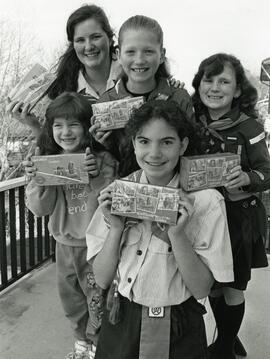 Girl Guides selling cookies
