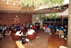 Retrofitted sports centre lounge