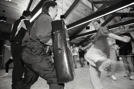 Teenage girls in a self-defence course at Kyle Centre in Port Moody