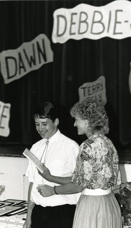 Wow grad Peter Lamarre getting presentation from Lynn Hill.