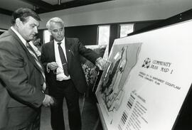 Mayor Lou Sekora looking at the Community Plan Map