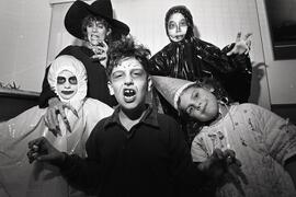 Photo of "House of Mystery" Halloween event organizers in costume for a promo