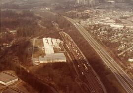 Aerial of trainyard in Port Coquitlam